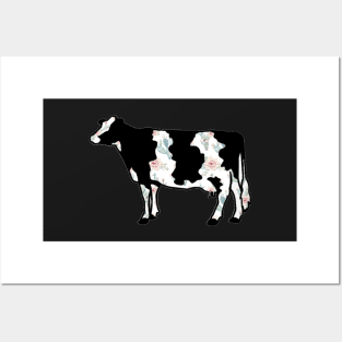 Watercolor Cactus Dairy Cow Silhouette  - NOT FOR RESALE WITHOUT PERMISSION Posters and Art